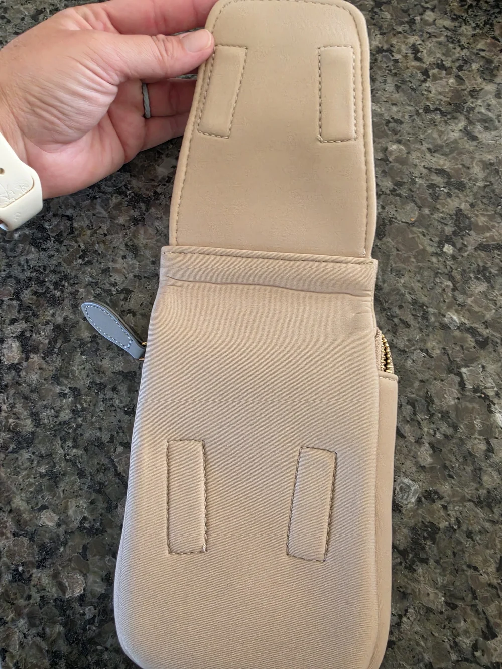 BOLSETTA Neoprene Pouch in Beige with Gray Trim